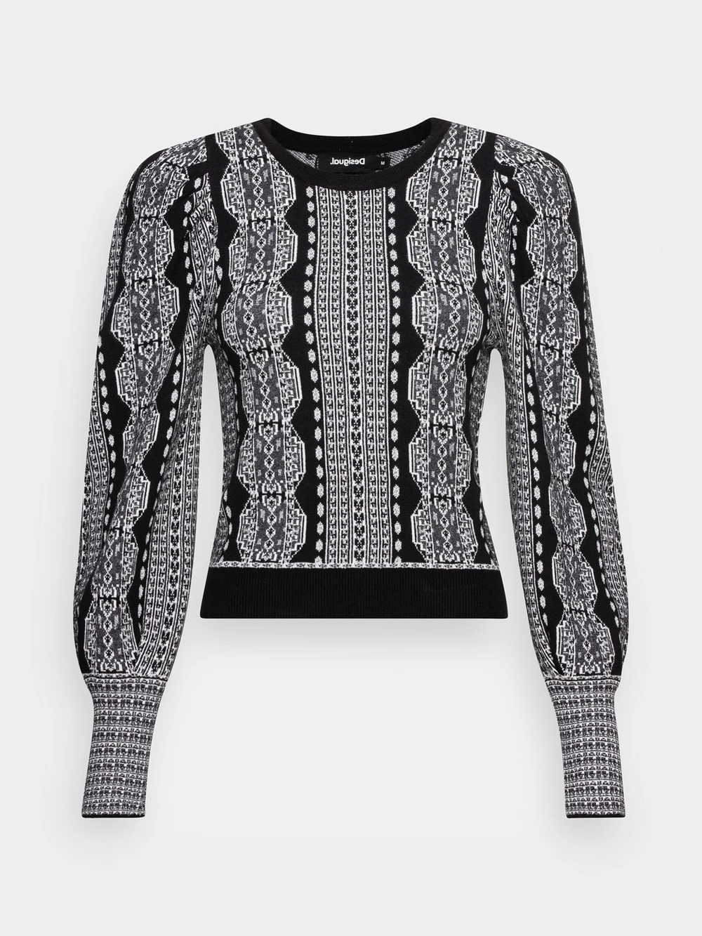 Desigual Black & White Geometric Crewneck Sweater